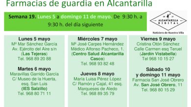 Photo of Farmacias de guardia en Alcantarilla del lunes 5 al domingo 11 de mayo